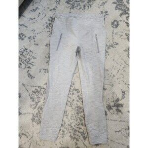 Lululemon SIZE 10 Invigorate Gray Striped Zip Pocket 7/8 Leggings